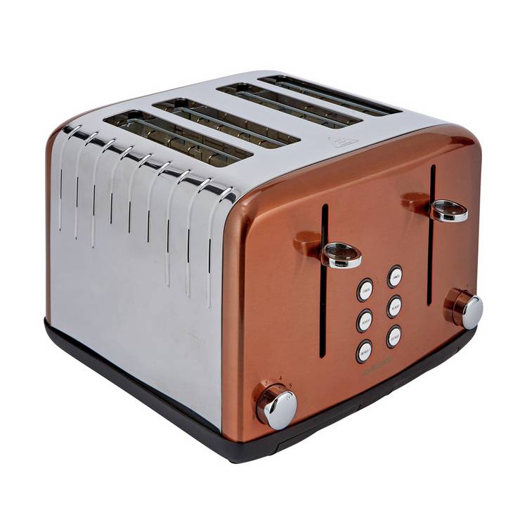 Cookworks Pyramid 4 Slice Toaster copper, imported from the UK