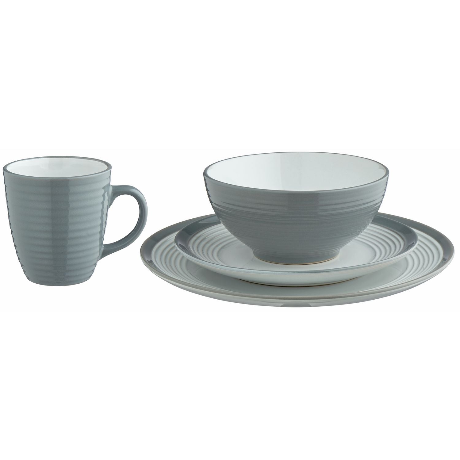 Argos Home ribbed stoneware dinner set grey 16 piece - British product