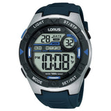 Lorus men's digital watch with blue silicone strap (British brand)