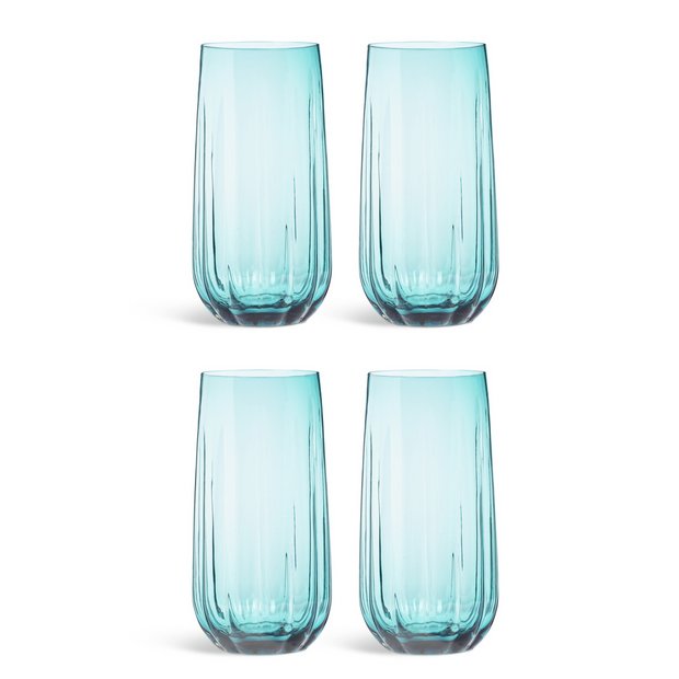 Habitat Japonica hi-ball glasses set of 4 teal tinted - British product