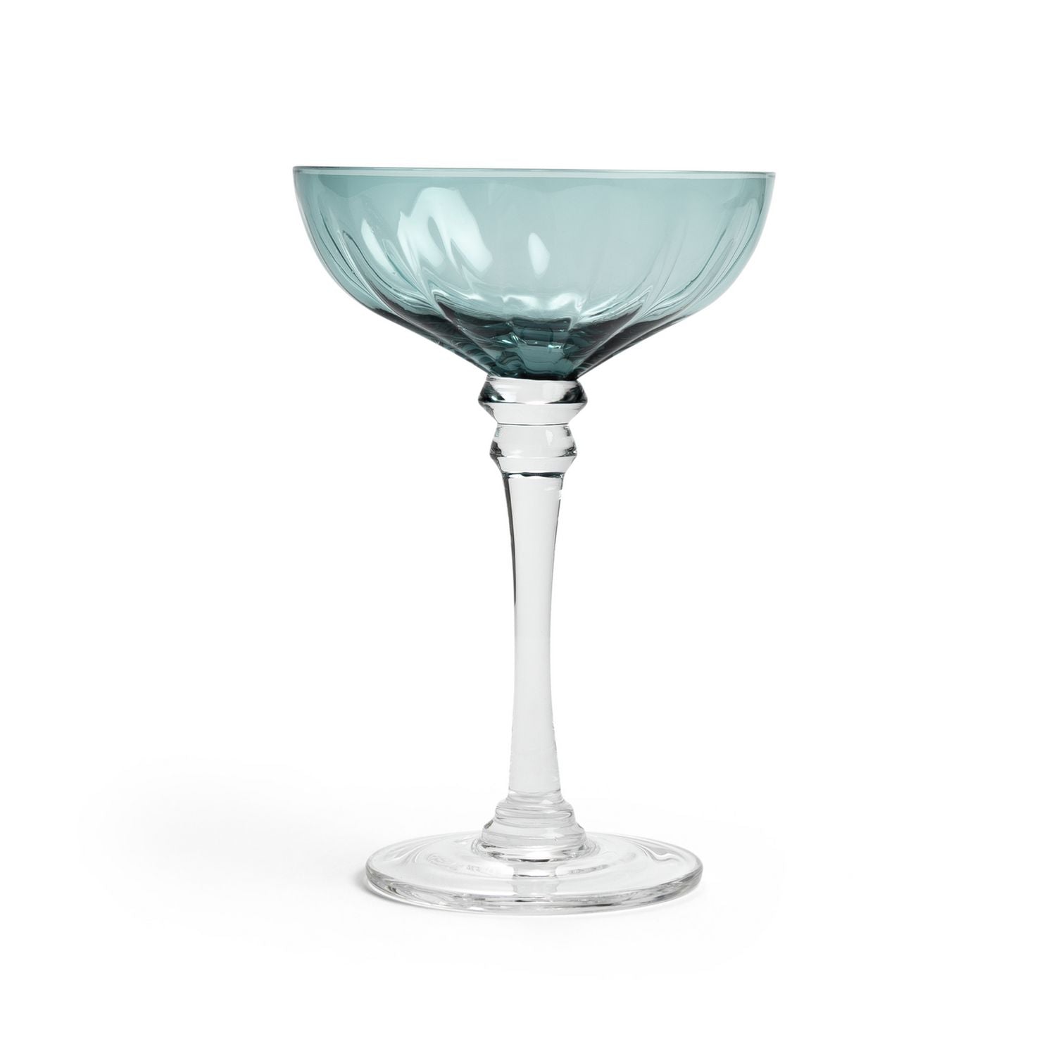 Habitat Japonica champagne coupe set teal glass, imported from the UK