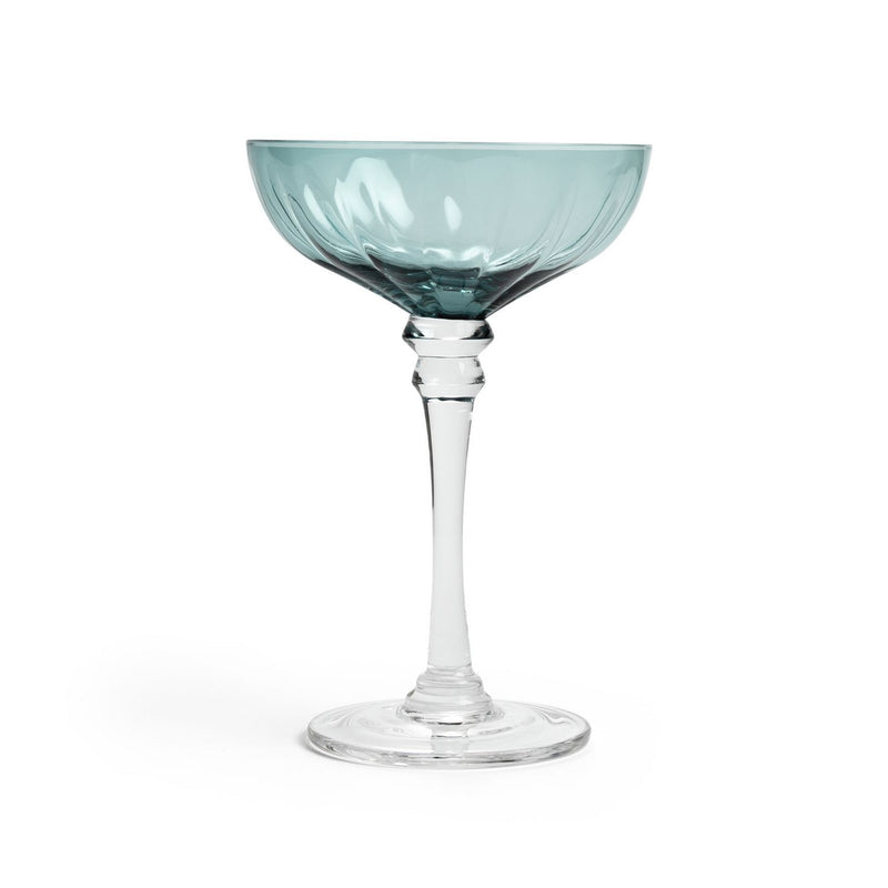 Habitat Japonica champagne coupe set teal glass, imported from the UK