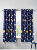 Catherine Lansfield Blue Lost In Space reversible lined eyelet curtains 168x183cm, UK version