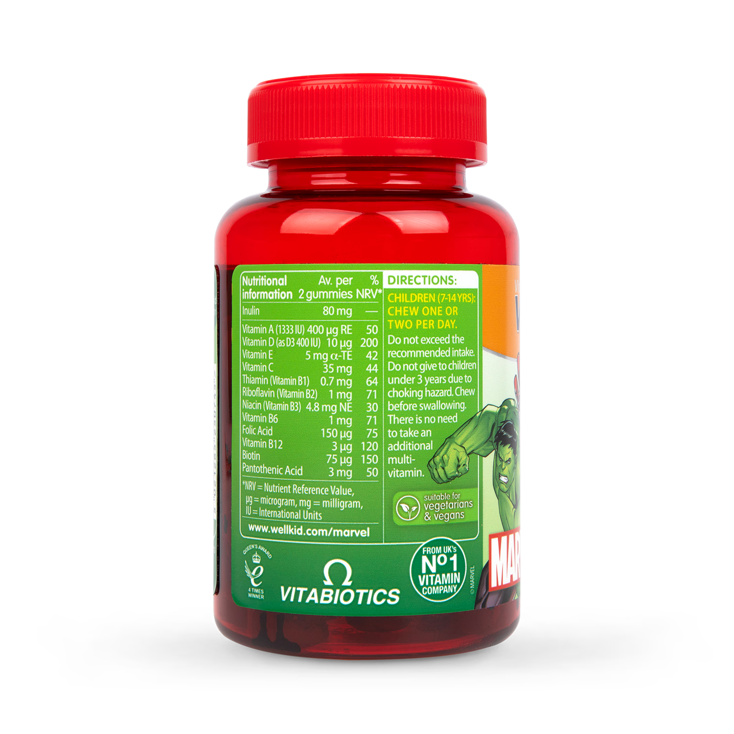 Vitabiotics Wellkid Marvel Multivitamin 50 Count Vegan Soft Jellies (British brand)