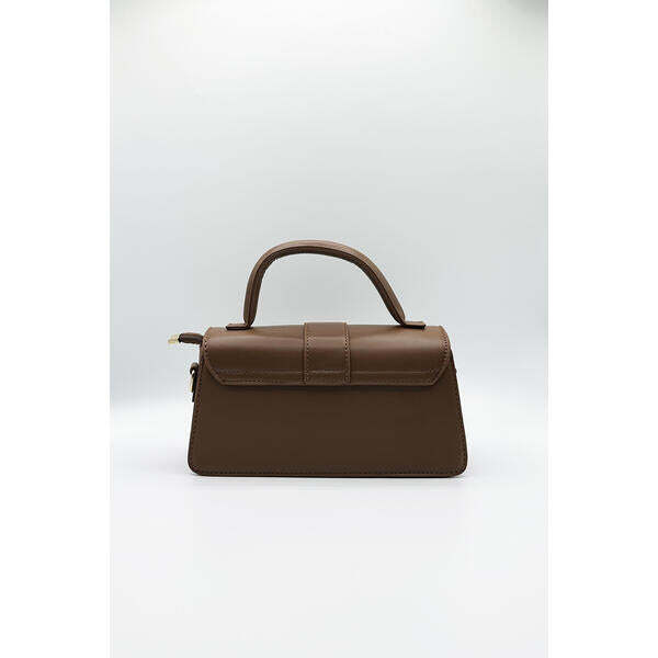 SVNX brown crossbody bag with hard top handle, UK version