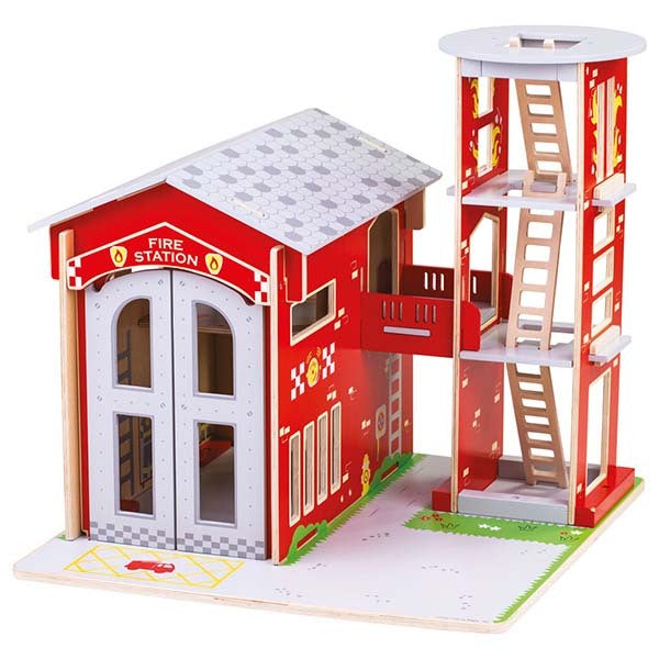 Bigjigs Toys Wooden City Fire Station Playset GOODS Superdrug   