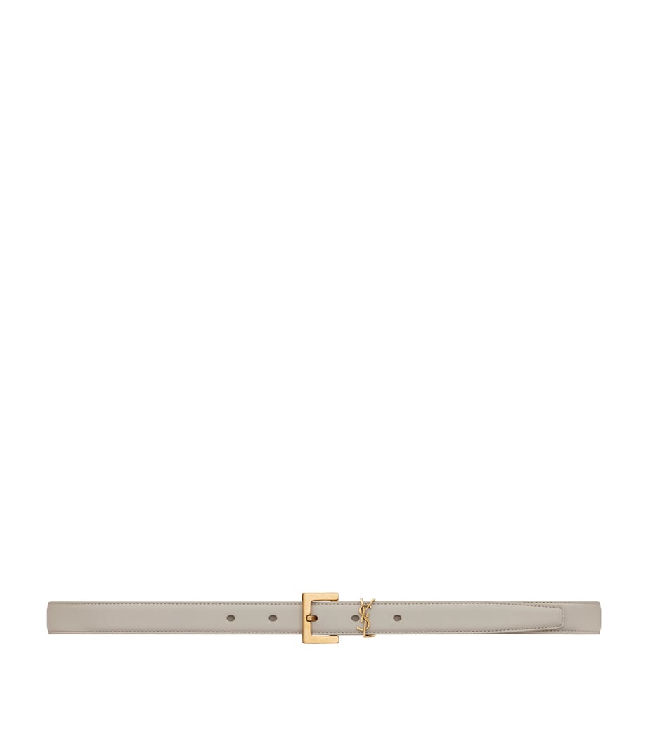 Saint Laurent leather monogram belt gold-toned buckle - British product