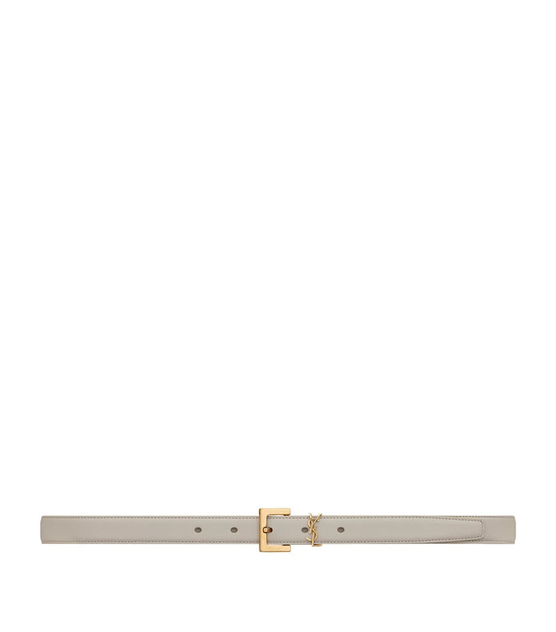 Saint Laurent leather monogram belt gold-toned buckle - British product