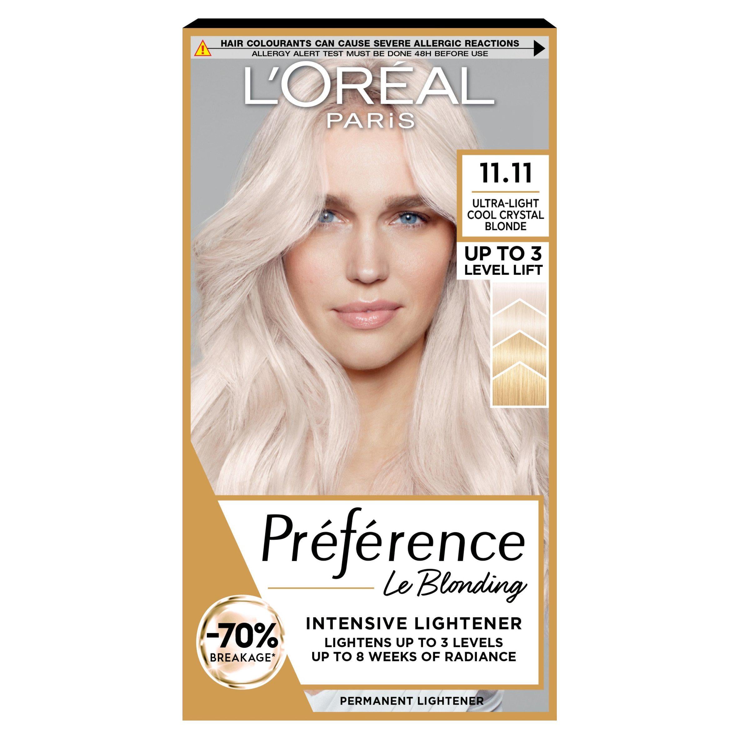 L'Oreal Paris Preference Permanent Hair Dye Venice Ultra-Light Cool Crystal Blonde 11.11 Blonde Sainsburys   