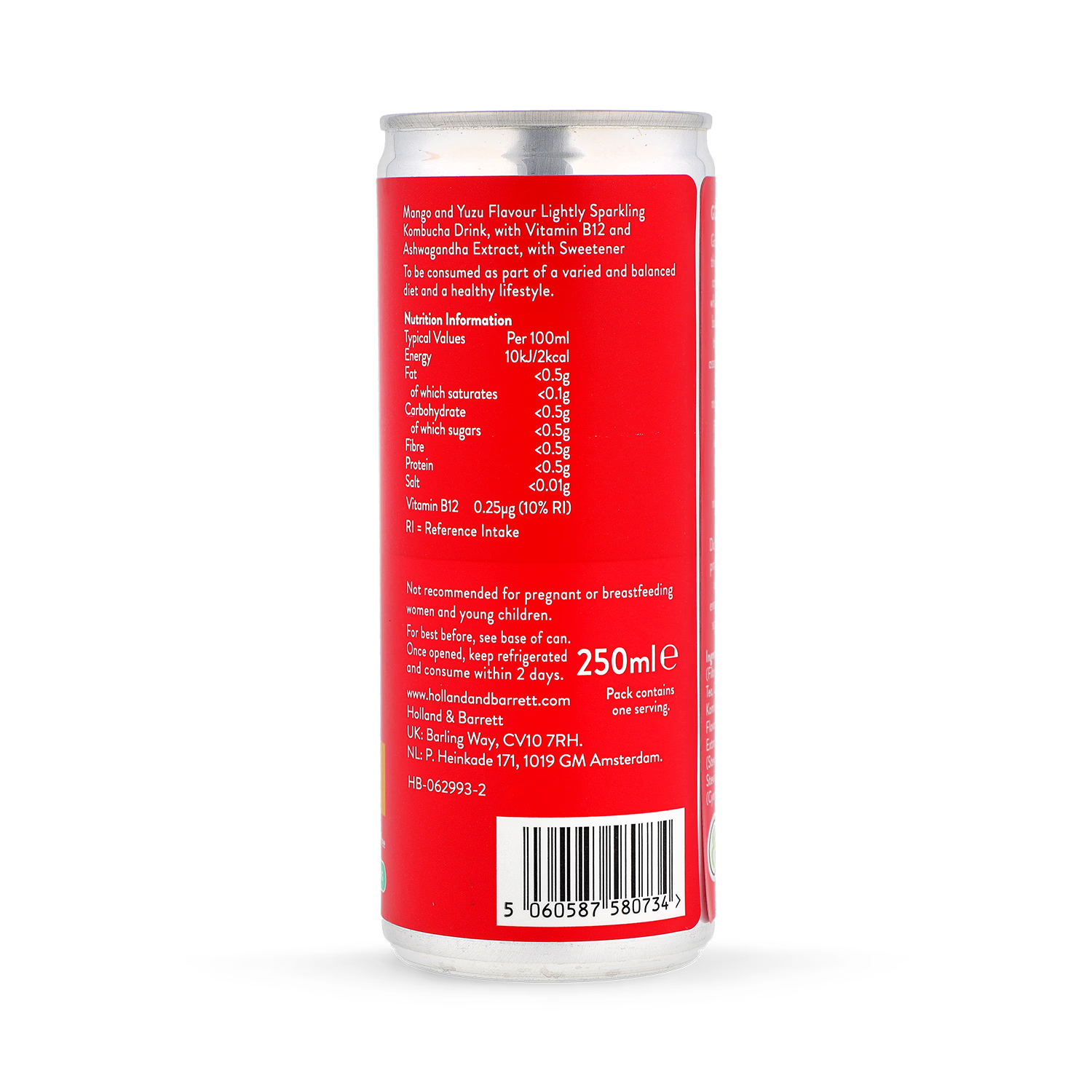 Holland & Barrett Energy Kombucha 250ml, UK version
