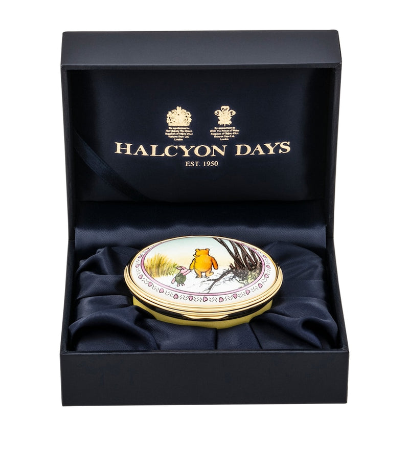Halcyon Days enamel box with Winnie-the-Pooh and Piglet design (British brand)