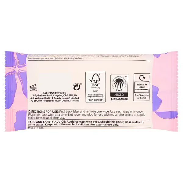 Superdrug Intimate Care Wipes x20 (British brand)