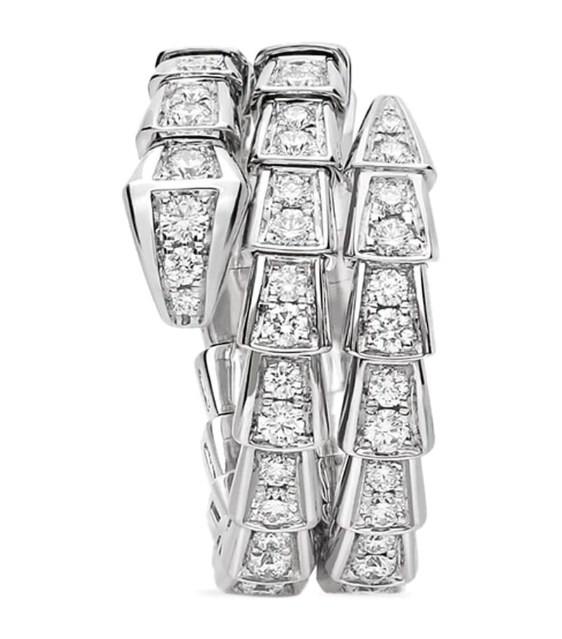 Bvlgari Serpenti Viper ring in white gold and diamonds, UK version