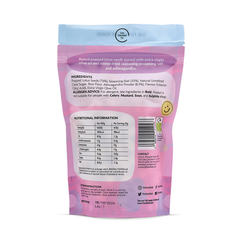 Pophaks salted ashwagandha lotus seed snack, UK version