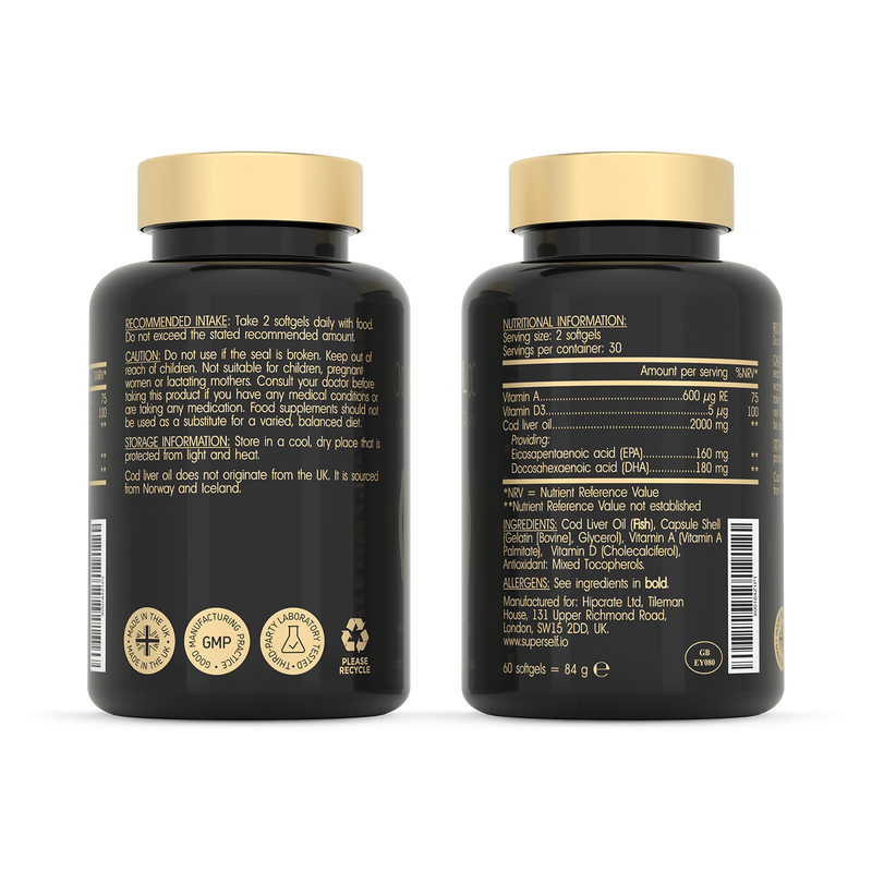 SuperSelf cod liver oil 2000mg 60 softgels - British product
