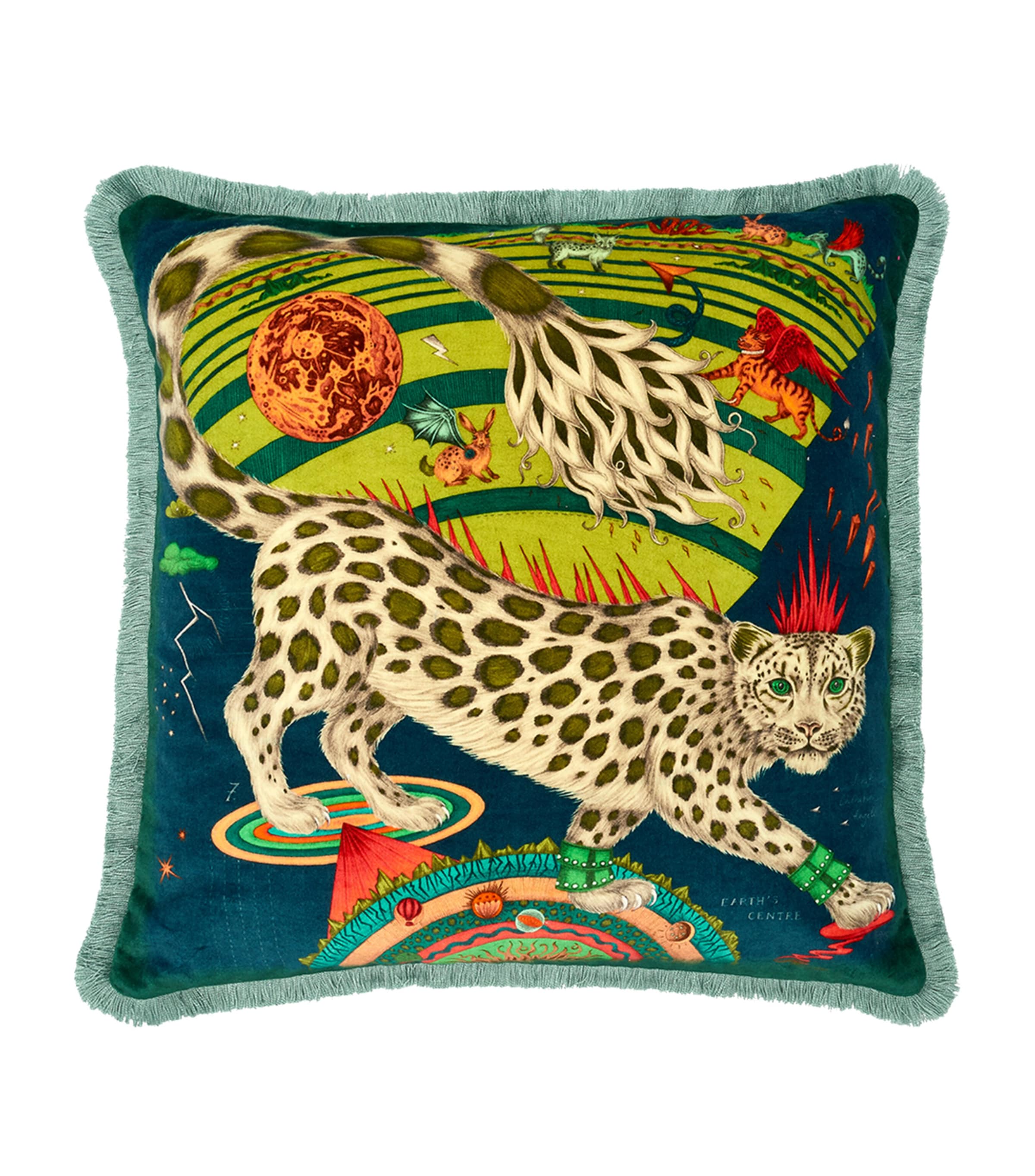 Emma J Shipley velvet snow leopard cushion 46cm x 46cm - British product