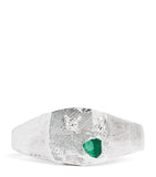 The Ouze sterling silver and emerald scatter signet ring (British brand)