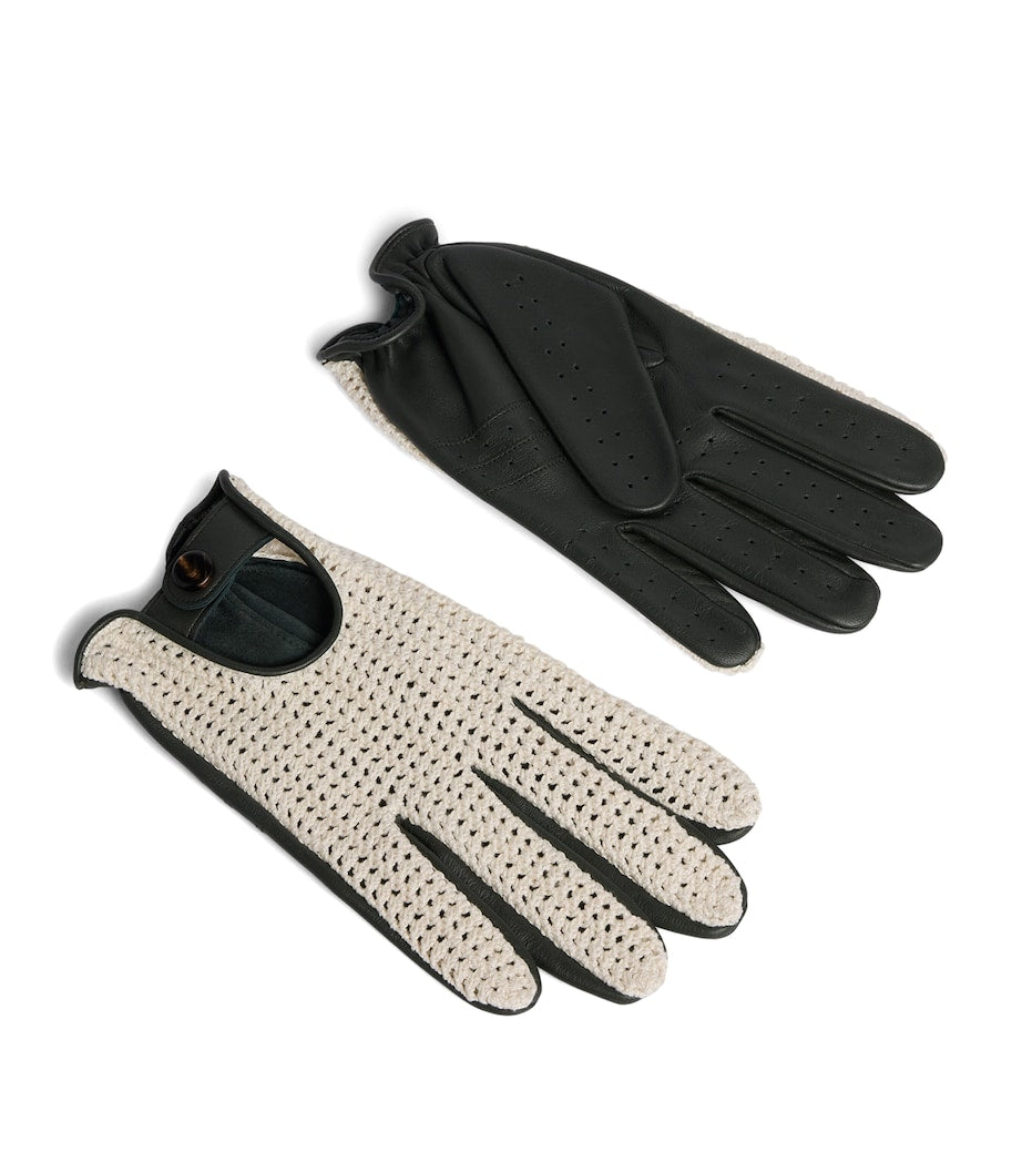 Dunhill leather-crochet driving gloves (British brand)