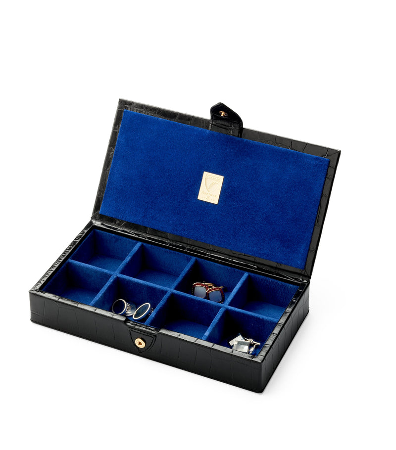 Aspinal of London Croc-Embossed Leather Cufflink Box - British product