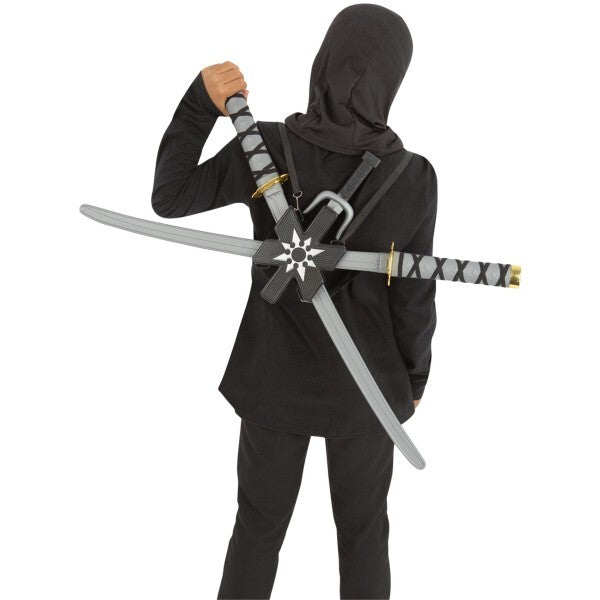 Smiffys ninja backpack with swords and daggers, British brand