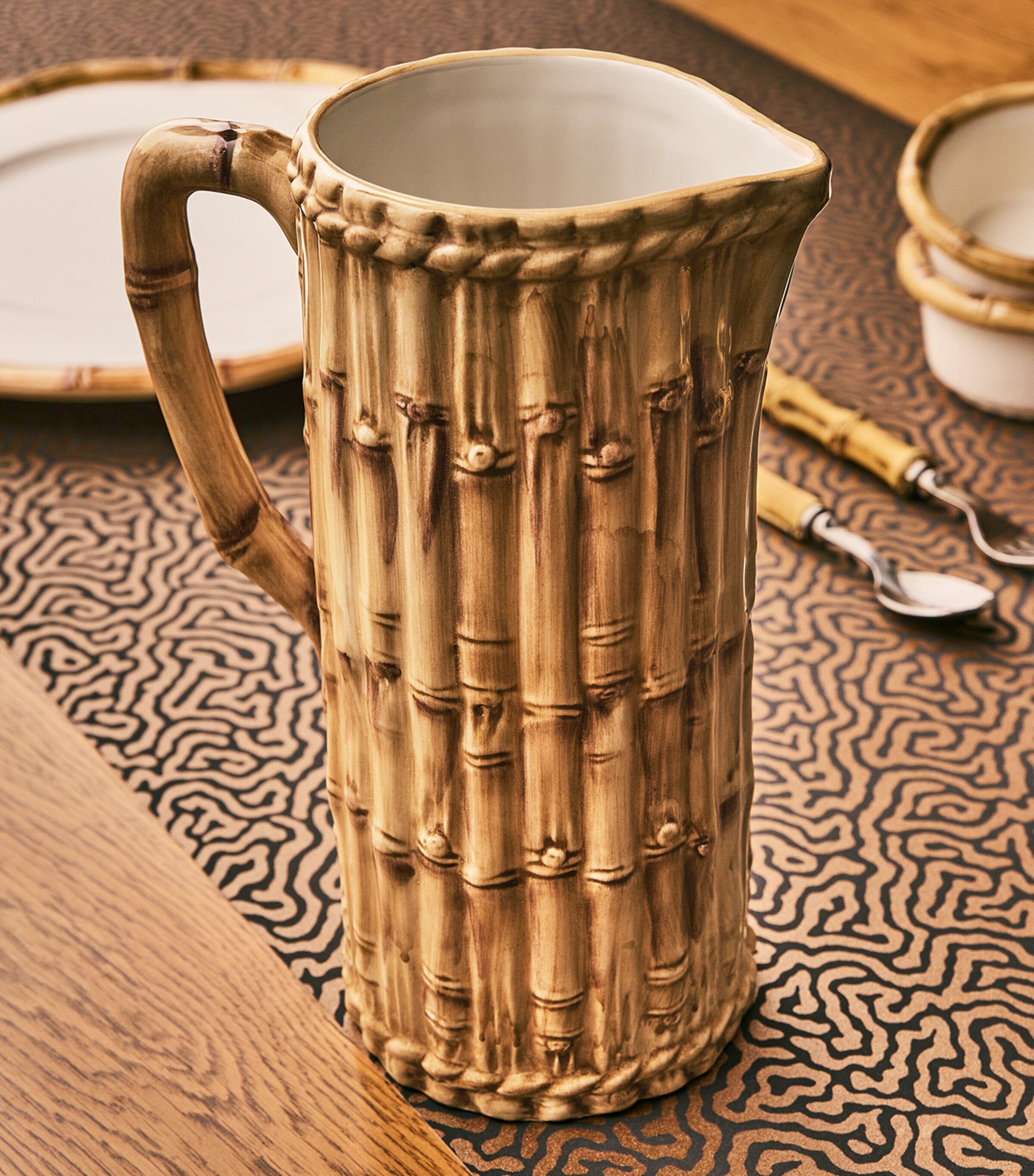 Les Ottomans hand-painted bamboo ceramic jug, UK version