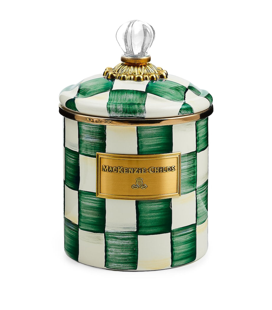 MacKenzie-Childs Emerald Check small canister 19cm, imported from the UK