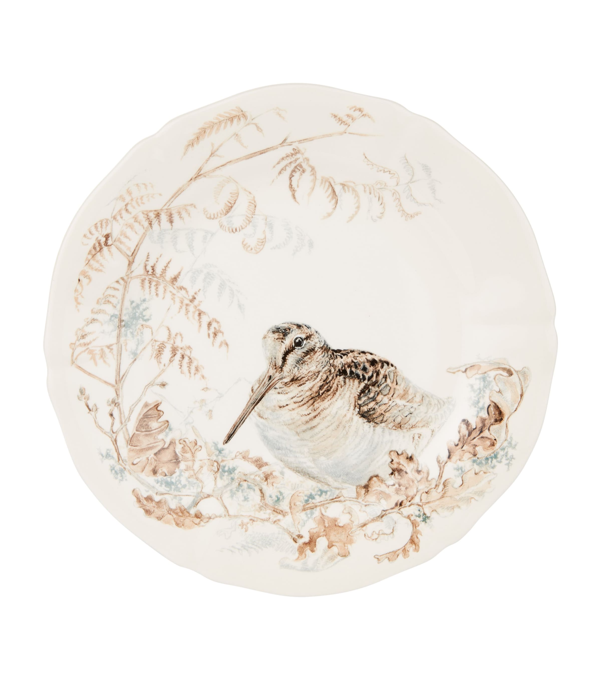 Gien Sologne dessert plate with woodland animal and leaf design, UK version