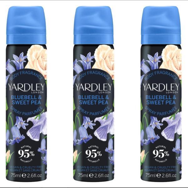 Yardley body spray Bluebell and Sweetpea 3x75ml - British product
