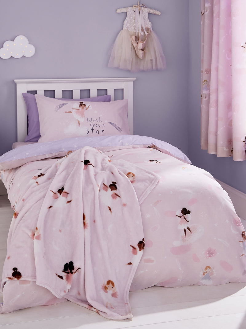 Catherine Lansfield reversible duvet cover set pink dancing fairies design - British product