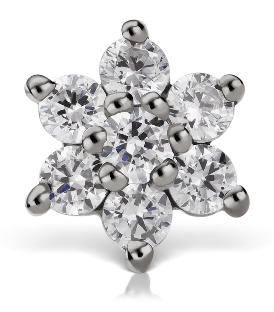 Maria Tash white gold diamond flower stud earring 7mm (British brand)