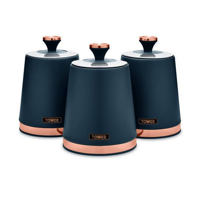 Argos Tower Cavaletto Midnight Blue Storage Jars (Pack of 3)- Buy online at McGrocer