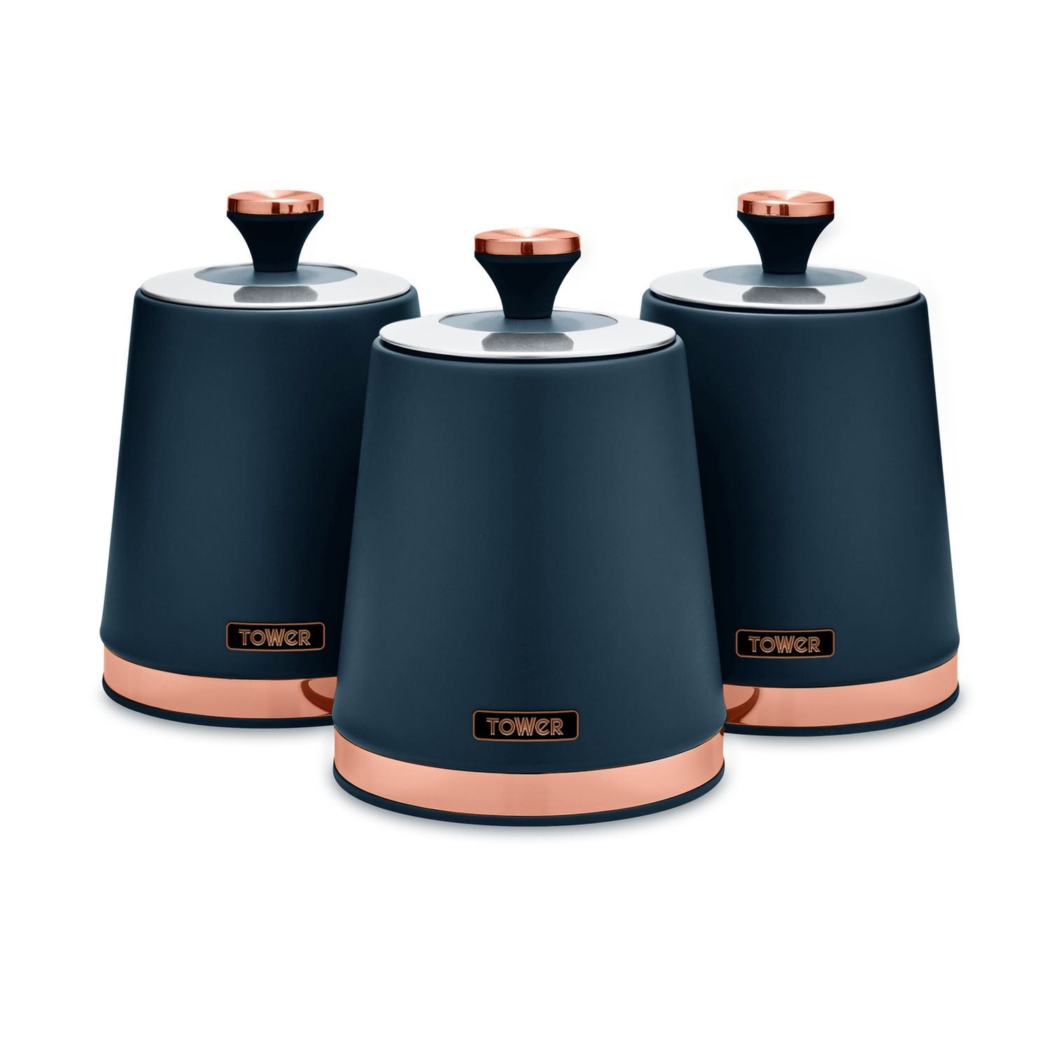 Tower Cavaletto storage jars pack of 3 midnight blue (British brand)