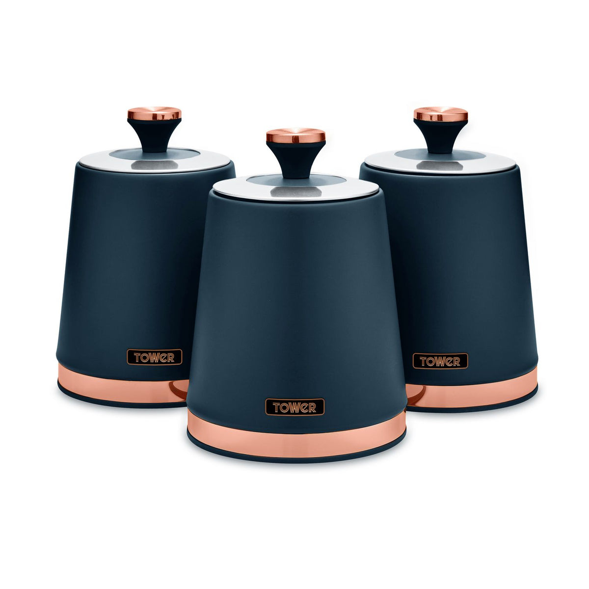 Tower Cavaletto storage jars pack of 3 midnight blue (British brand)