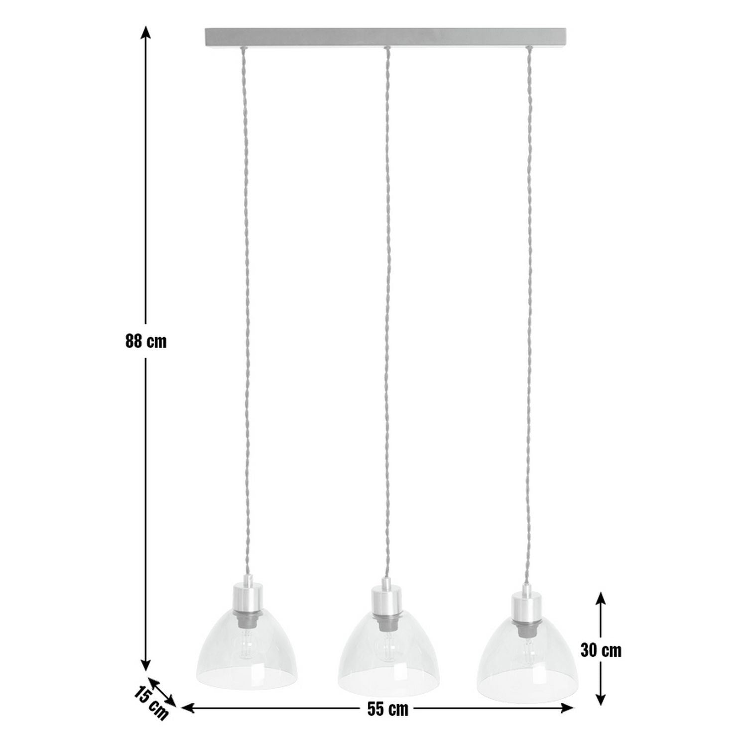 Argos Home Kanso glass 3 light pendant ceiling light - British product