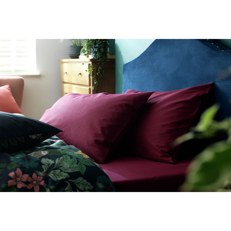 Habitat Cotton Rich 180 TC Plain Pillowcase Pair - Berry