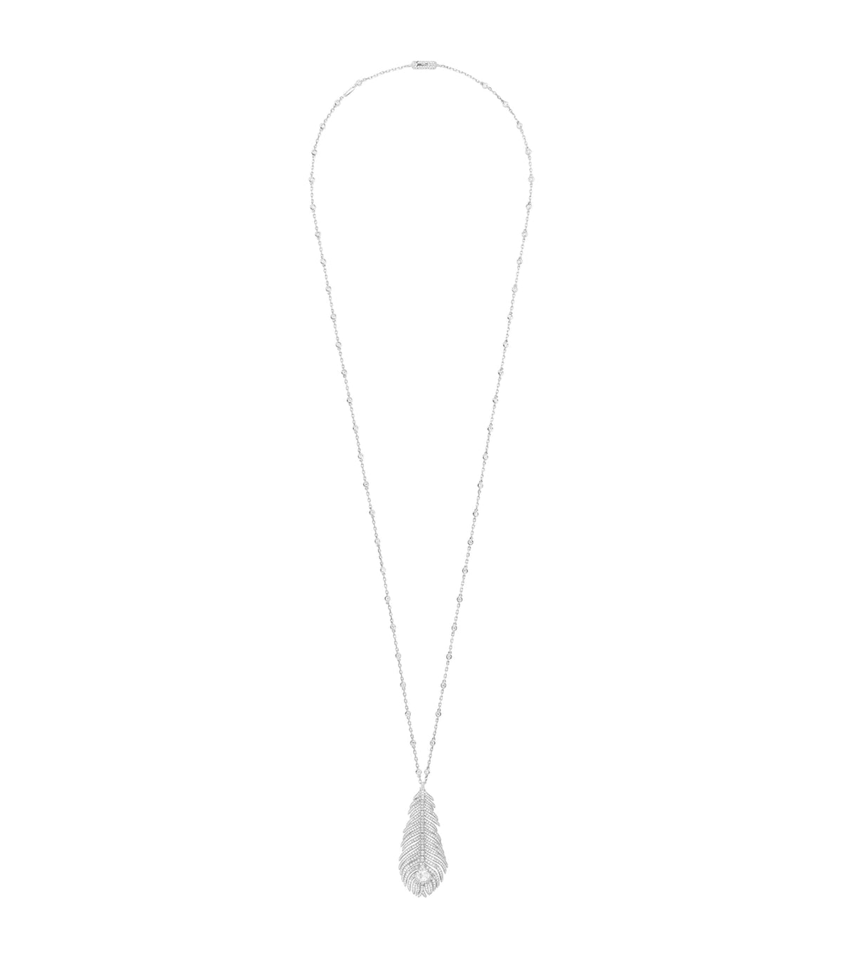 White Gold and Diamond Plume de Paon Necklace