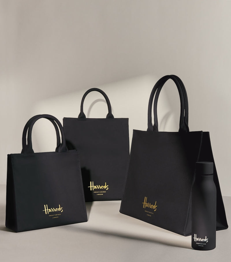 Harrods large cotton logo tote bag with magnetic fastening, UK version