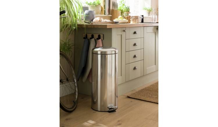 Habitat 30 Litre Domed Pedal Bin - silver GOODS Argos