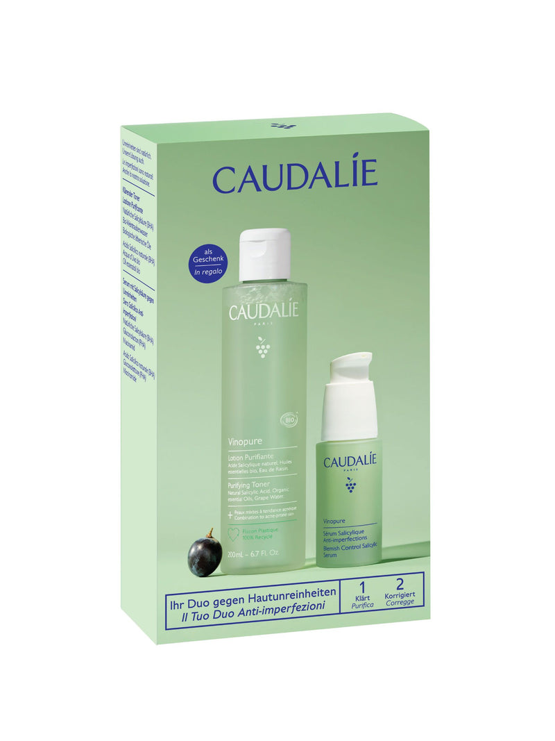 Caudalie Vinopure skincare set toner and serum, imported from the UK