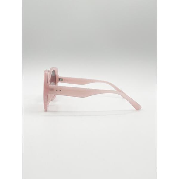 SVNX oversized rounded angular sunglasses in pink (one size), imported from the UK