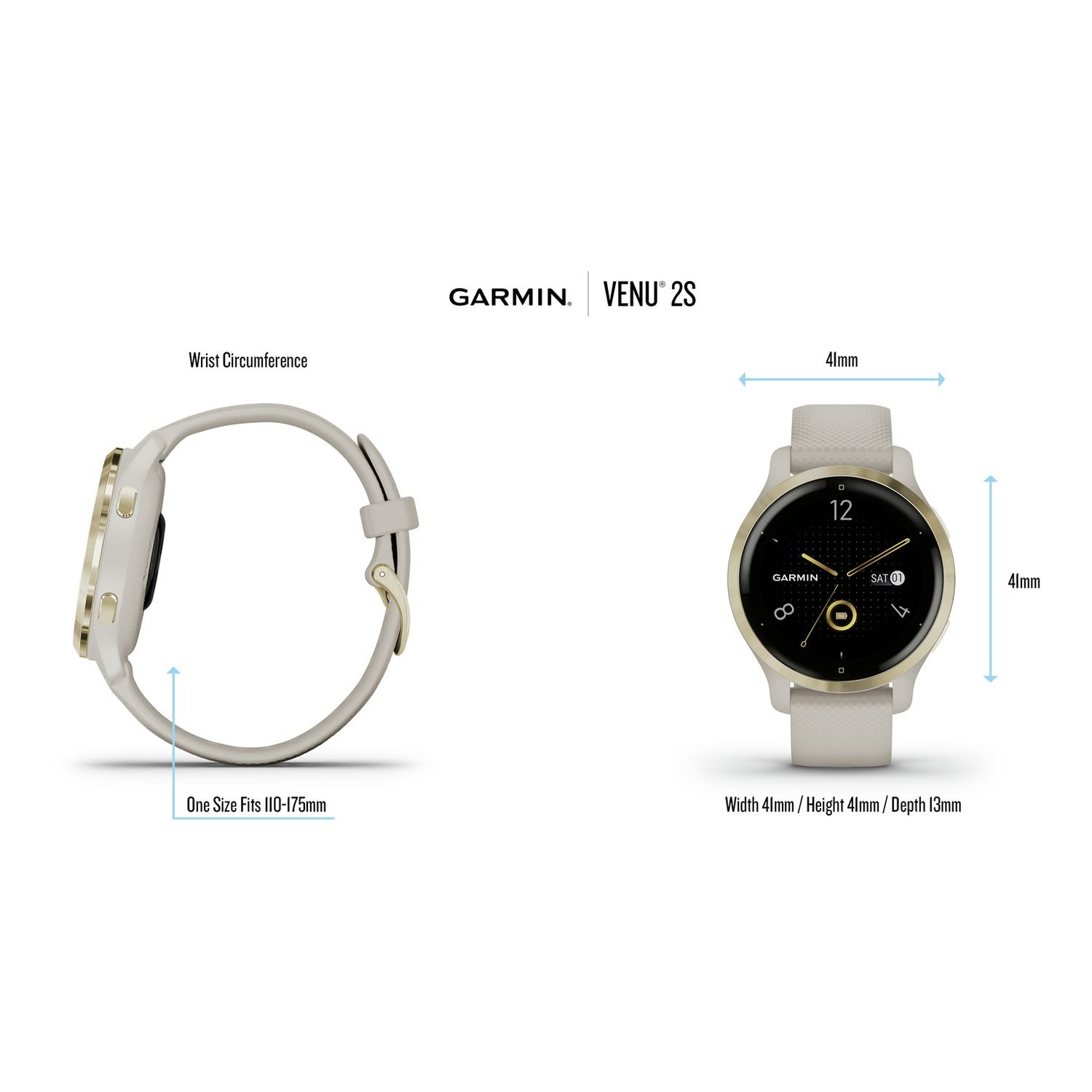 Garmin Venu 2S GPS Smart Watch - Rose Gold / White