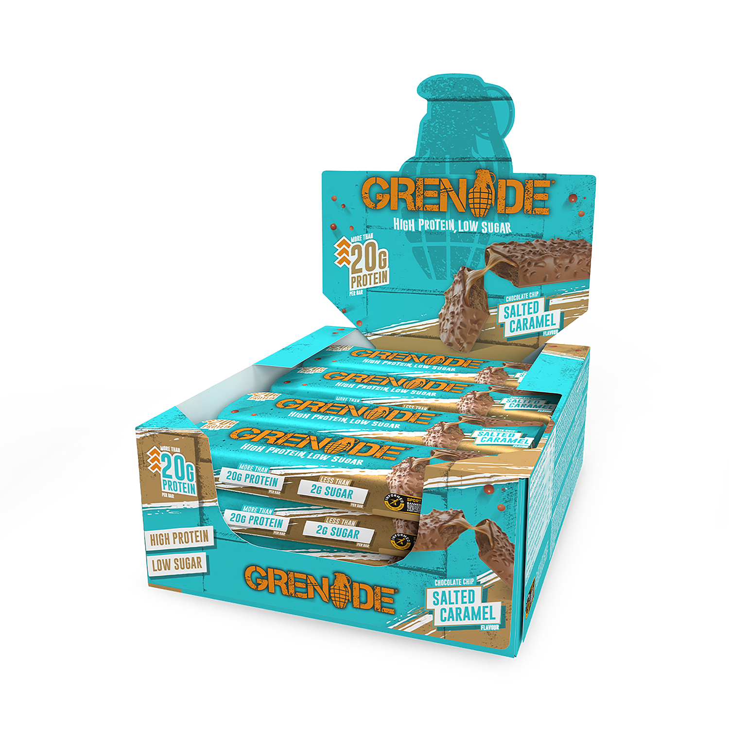 Grenade choc chip salted caramel protein bar 12 x 60g - British product