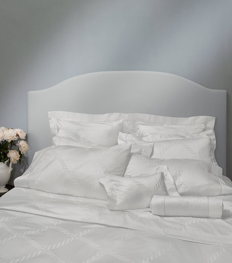 Pratesi square pillowcase with braid design 65cm x 65cm, imported from the UK