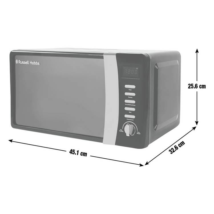 Russell Hobbs 700W 17L black microwave, imported from the UK