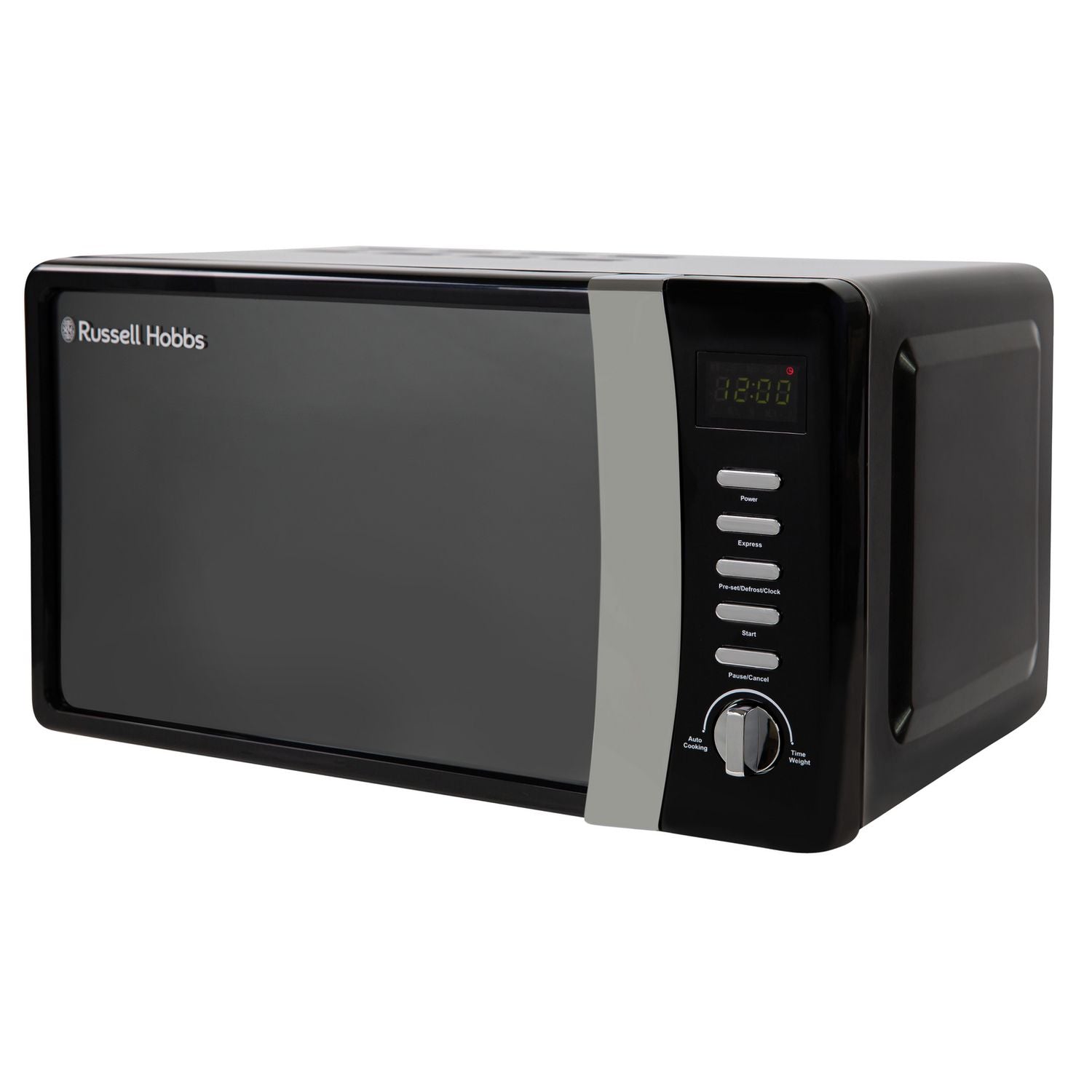 Russell Hobbs 700W 17L black microwave, imported from the UK