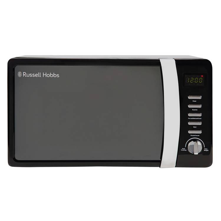 Russell Hobbs 700W 17L black microwave, imported from the UK