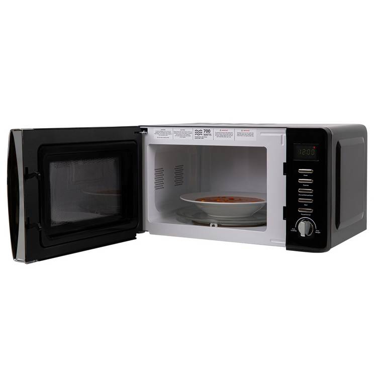 Russell Hobbs 700W 17L black microwave, imported from the UK