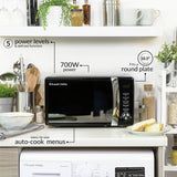 Russell Hobbs 700W 17L black microwave, imported from the UK