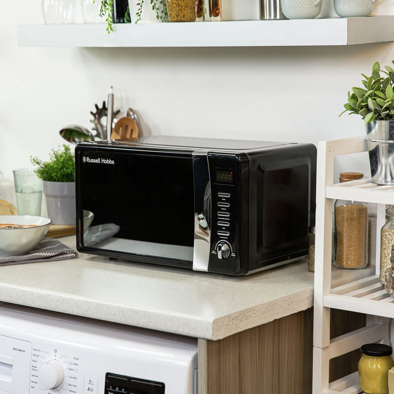 Russell Hobbs 700W 17L black microwave, imported from the UK