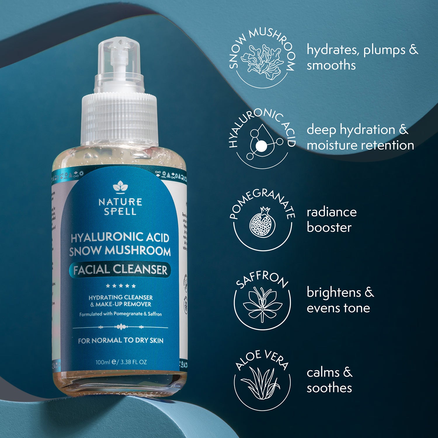Nature Spell Hyaluronic Acid Snow Mushroom Facial Cleanser 100ml (British brand)